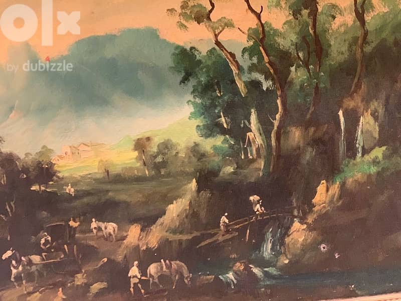 Antique painting landscape with vintage frame 3