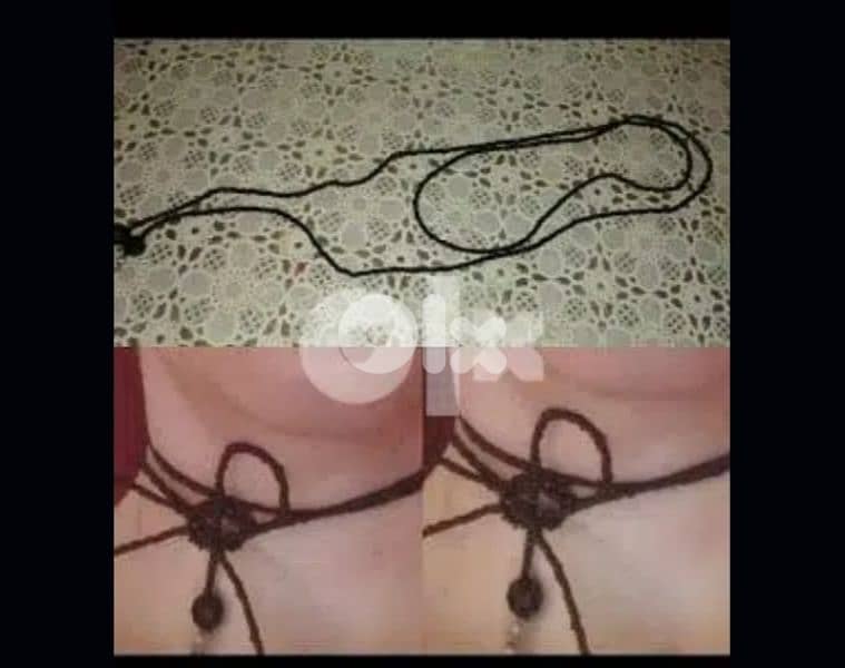 necklace double roll beaded black 0
