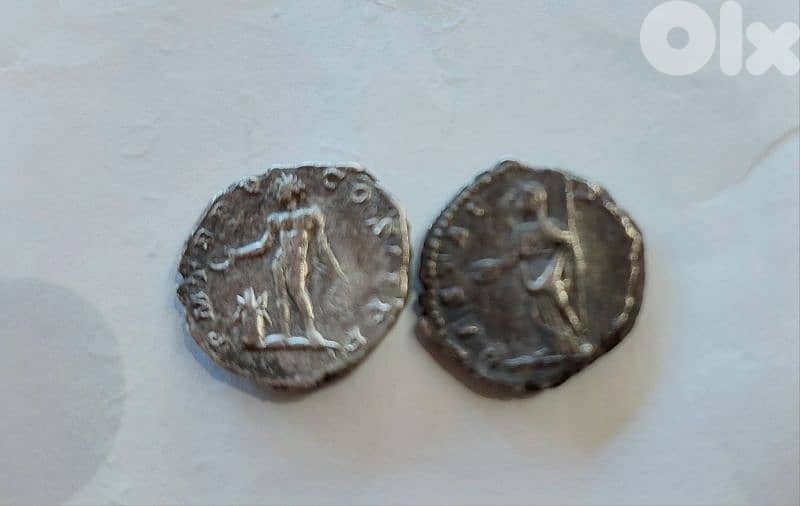 Ancient Roman 2 Coins Septimius Severus & wife Julia Domna year 193 AD 1