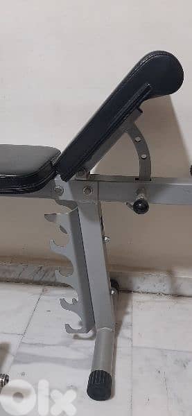 bench & weights & 3 axe like new 8
