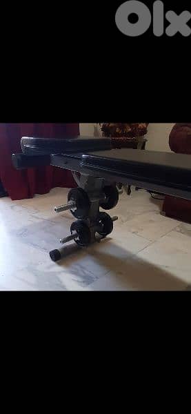 bench & weights  & 3 axe like new شبه جديد 3