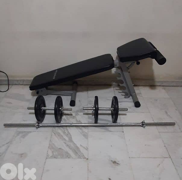 bench & weights  & 3 axe like new شبه جديد 7