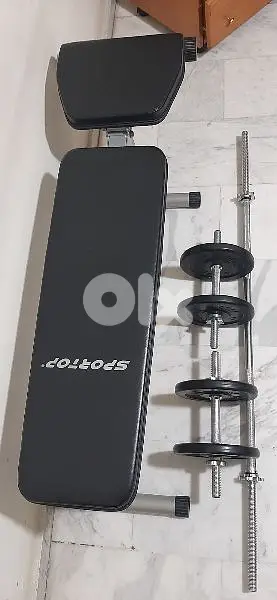 bench & weights  & 3 axe like new شبه جديد