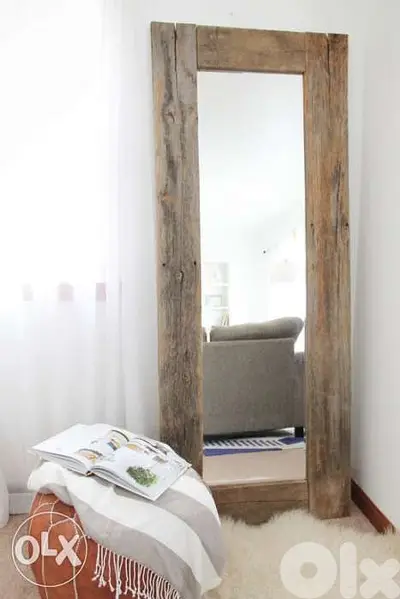 Pallet wood stand up mirror 180x70 مراية حجم كبير