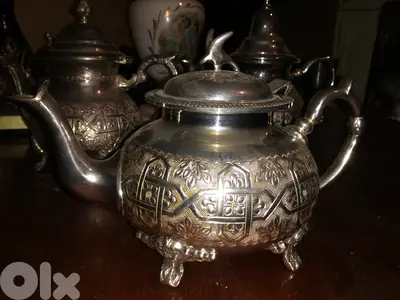 ابريق نحاس تقيل مغربي مزخرف ومفضض, 20x30cm, 30$