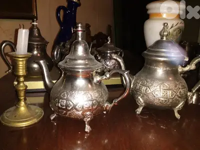 مصبات كبار نحاس تقيل مغربي مزخرف ومفضض,  , 25$