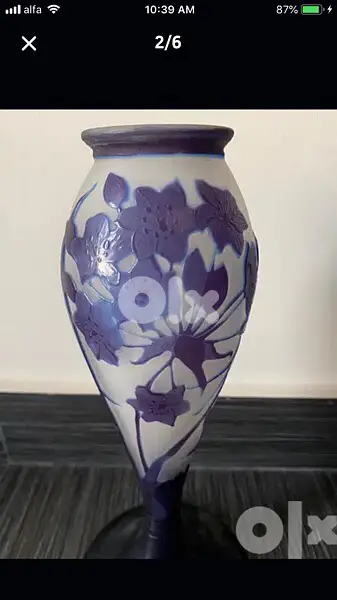 authentic early century Emile Galle vase In par de verre