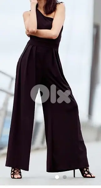 Chicme one shoulder ruched wide legs jumpsuit size large 42 44