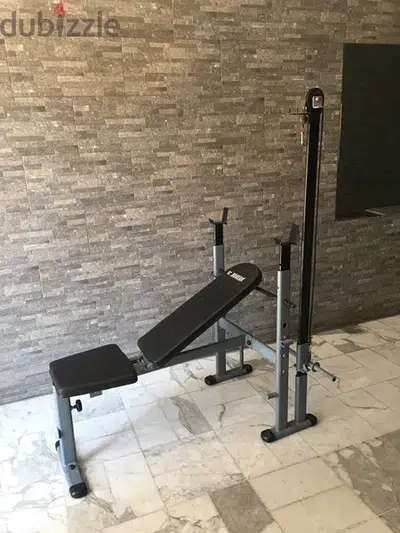 bench adjustable with cable for back and triceps and more good quality