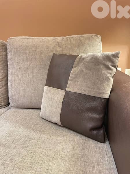 2 sofas leather and fabric 2