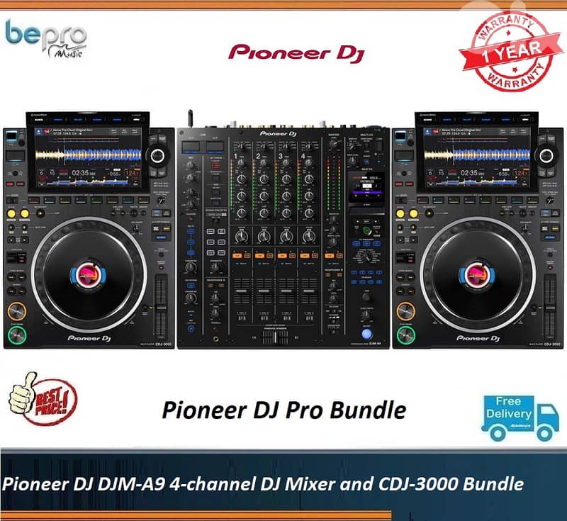 Pioneer DJ DJM-A9 4-channel DJ Mixer and CDJ-3000 Bundle 0