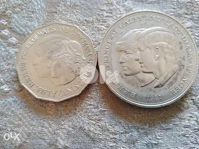Set of two Coins For Prince Charles and Princess Diana