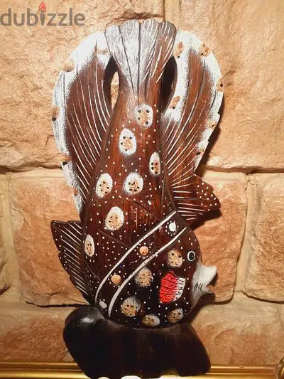 سمكة خشب أنتيك حفر يدوي ٤٠سم