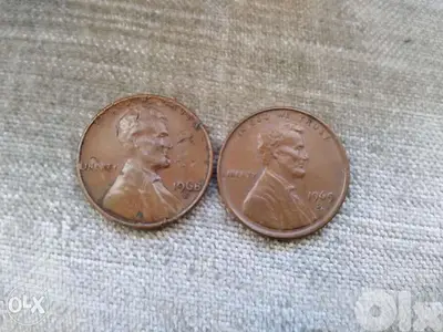 Set of two USA Penny cents 1968 S and 1969 S