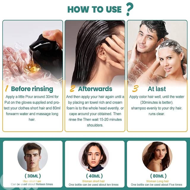 Meidu Hair Dye Shampoo, 3-in-1 Natural White Hair Dye 500ml 6