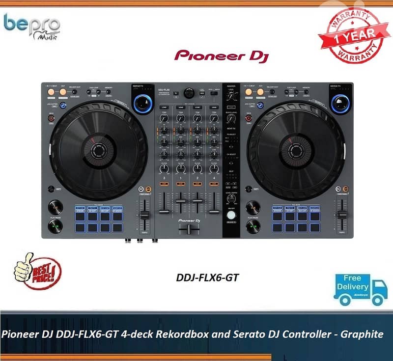 Pioneer DJ DDJ-FLX6-GT 4-deck Rekordbox and Serato DJ Controller GT 0
