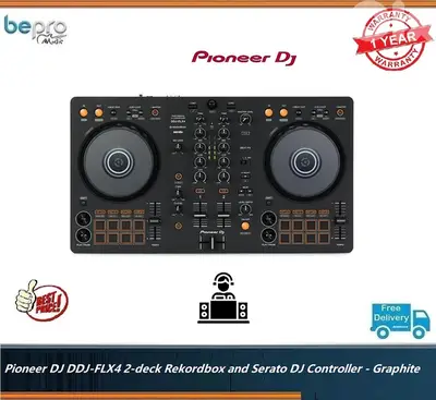 Pioneer DJ DDJ-FLX4 2-deck Rekordbox and Serato DJ Controller Graphite