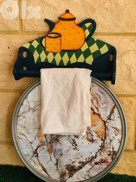 cute wood kitchen towel hanger 0