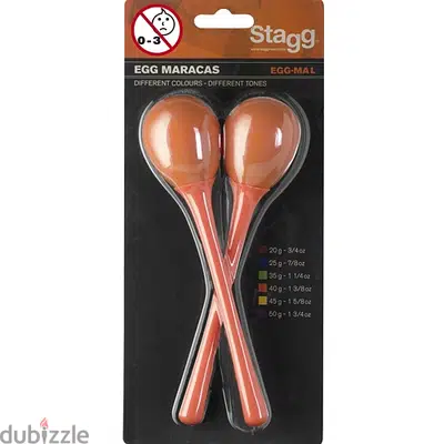 Stagg Long Handle Egg Maracas - Orange