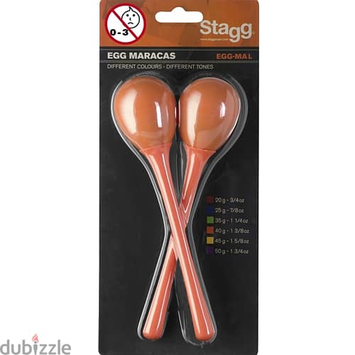 Stagg Long Handle Egg Maracas - Orange 0