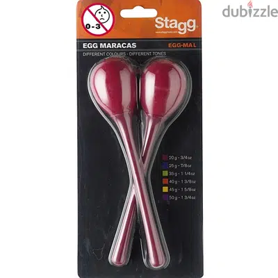 Stagg Long Handled Egg Maracas - Red