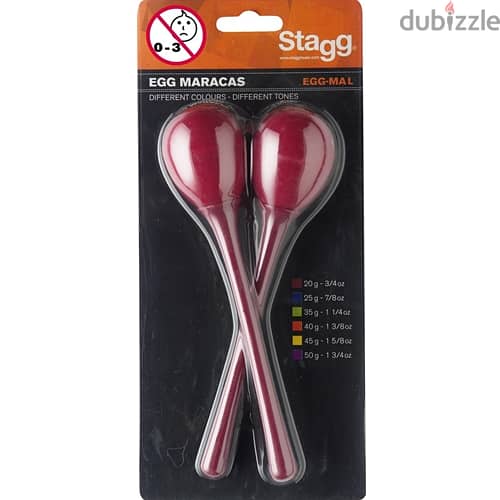 Stagg Long Handled Egg Maracas - Red 0
