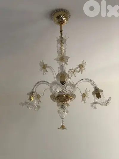 من اجمل ثرية مورانو ايطالي ورق  شغل رائع مميزة ممضية chandelier murano