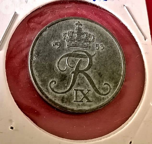 1953 Danmark 5 Ore Frederick IX Zinc coin 2