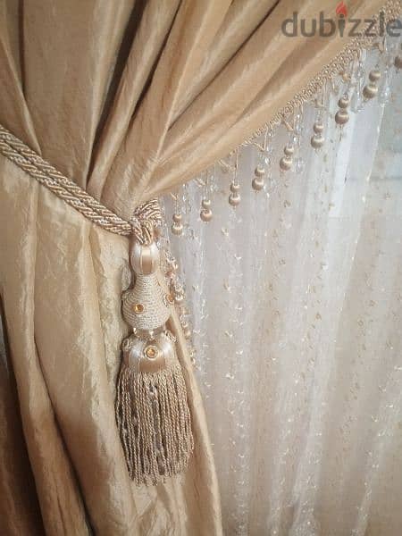 curtains silk decorated with crystal 5