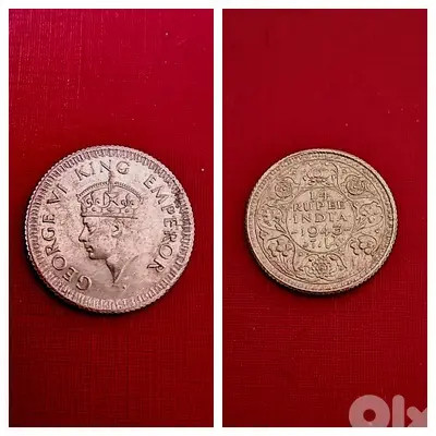 1943 silver British India Quarter Rupee