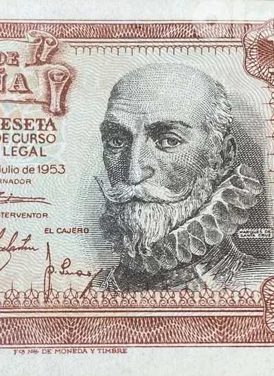 عملة عملات قديمة ١ بيزيتا اسباني ١٩٥٣ banknote