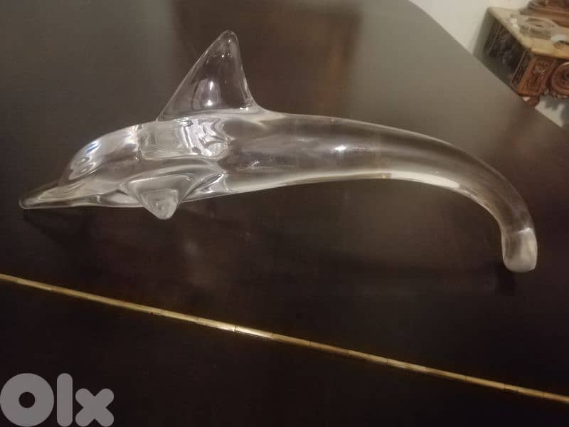 dolphin crystal daum france hand made signe 1