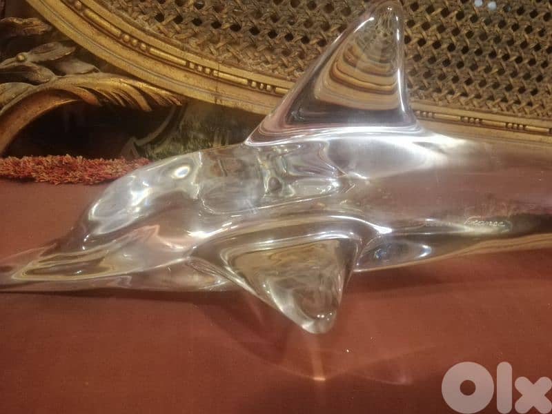 dolphin crystal daum france hand made signe 2