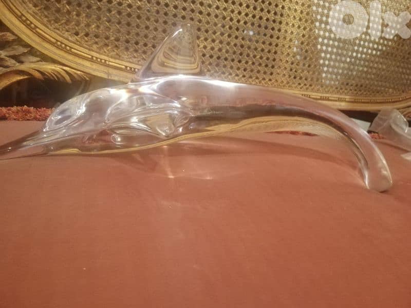 dolphin crystal daum france hand made signe 3