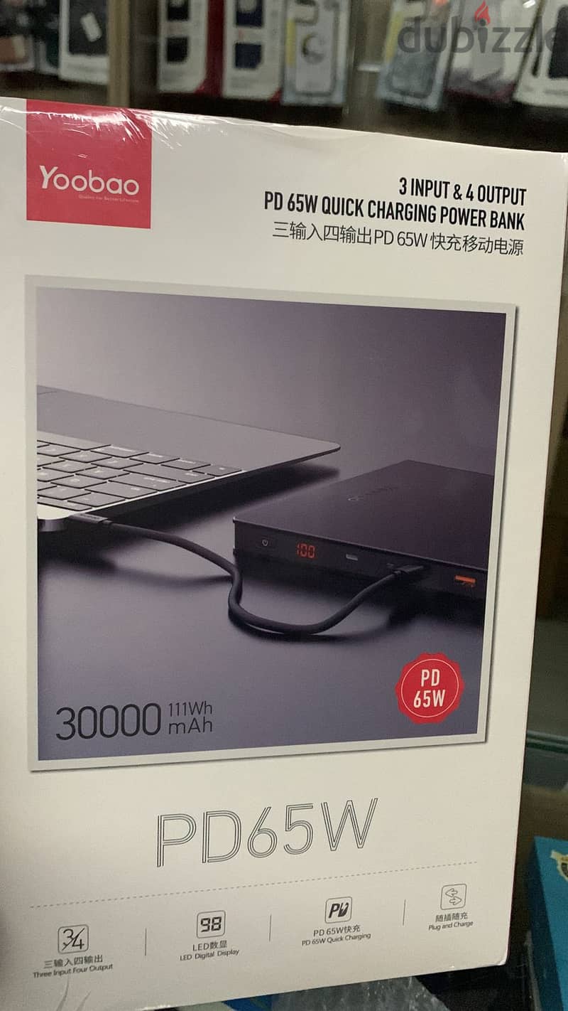yoobao power bank 30,000 mah macbook laptope 65w 1