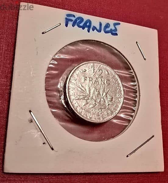 1965 France 1/2 Franc O. Roty. KM# 931 0