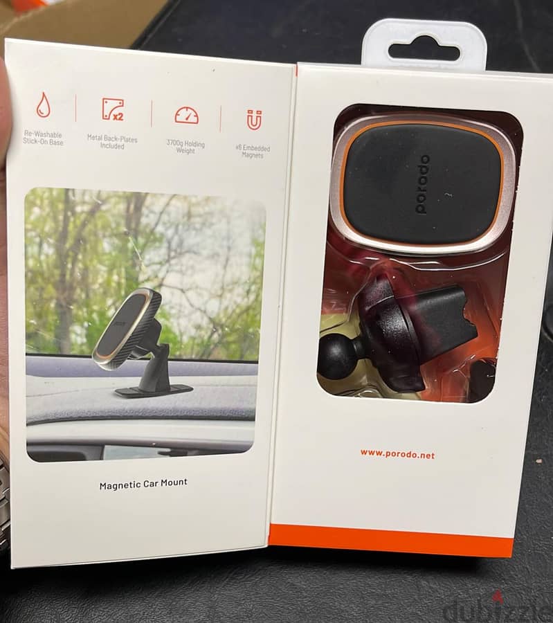 Porodo magnetic car mount rotating mount with dual mounting options PD 1