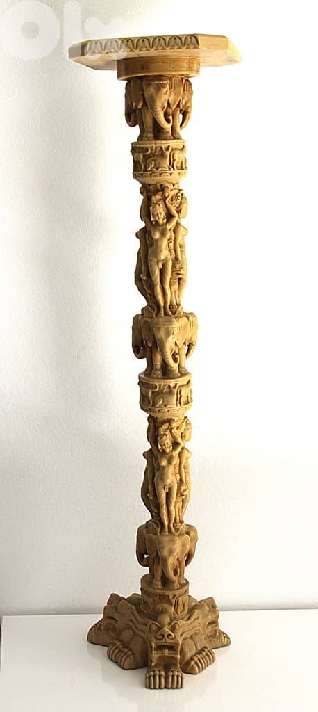 Vintage column resin with embossing - dragons, women, elephants 0