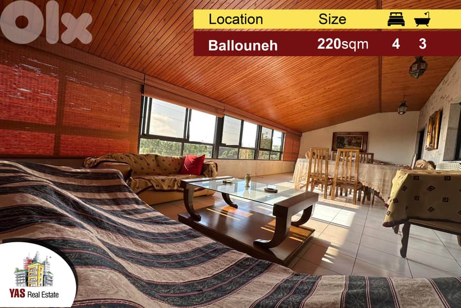 Ballouneh 220m2 Duplex | Excellent Condition | Panoramic View | Catch 0