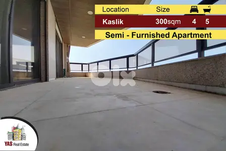 Kaslik 300m2 | Semi-Furnished | Spacious Apartment | Panoramic View |