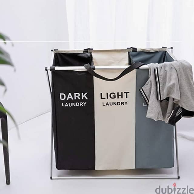 3-Section Laundry Basket with Folding Aluminum Frame 6