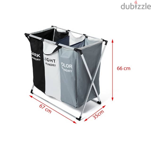 3-Section Laundry Basket with Folding Aluminum Frame 7