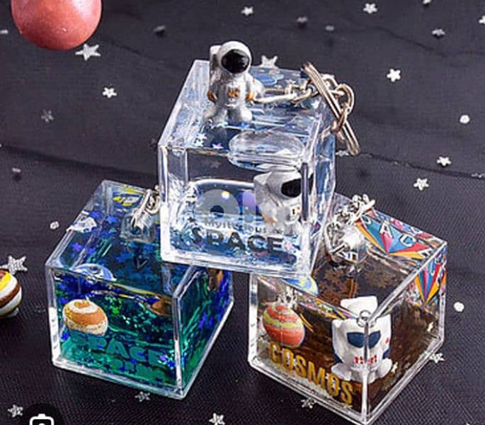 sparkling liquid space square keychain 5
