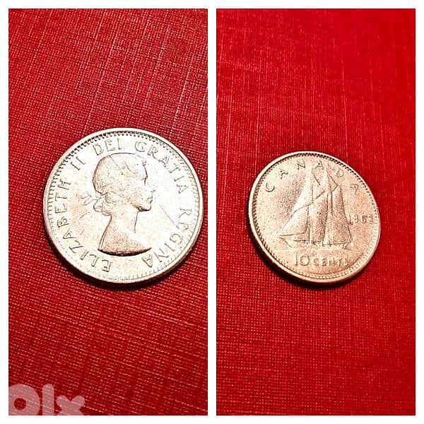 1963 Canada silver 10 cents Elizabeth II 0