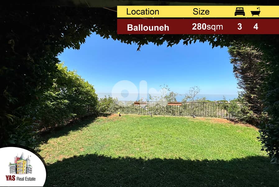 Ballouneh 280m2 | 250M2 Gardens | Full sea view | Signature | Unique | 0