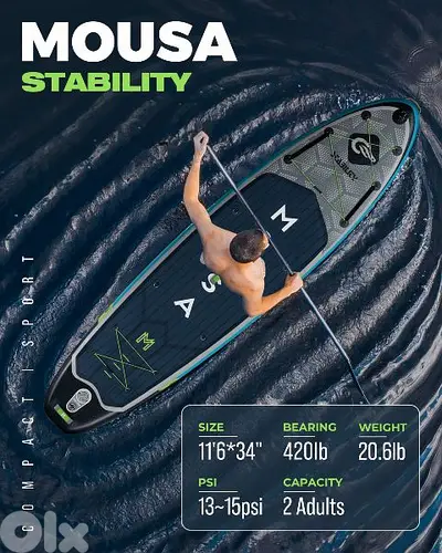 MOUSA Navy/Grey stand up paddle board (sup) with d-ring for kayak seat
