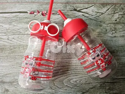 glass milk bottles with straw