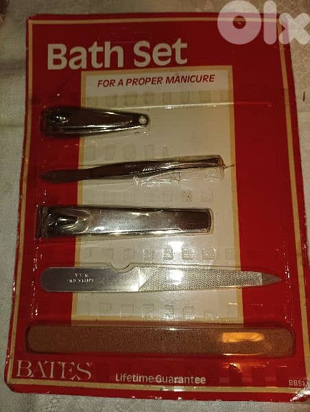 Vintage Bates Manicure Pedicure 5 Pieces Set Nail Toenail Clippers 0