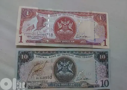 two banknotes Trinidad & Tobago  in the Caribibean sea in America
