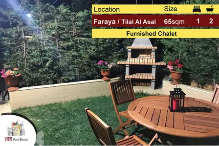 Faraya / Tilal Al Asal 65m2 + 40m2 Garden | Duplex Chalet | Furnished